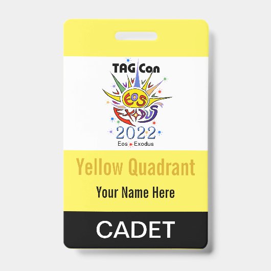 TAG Con 2022 - Quadrant Jaune - Badge Cadet (Face)