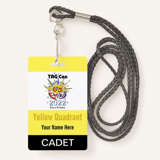 TAG Con 2022 - Quadrant Jaune - Badge Cadet (Devant avec lanière)