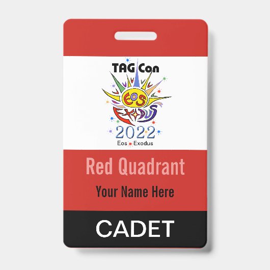 TAG Con 2022 - Quadrant Rouge - Badge Cadet (Avant)