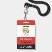 TAG Con 2022 - Quadrant Rouge - Badge Civil (Arrière avec lanière)