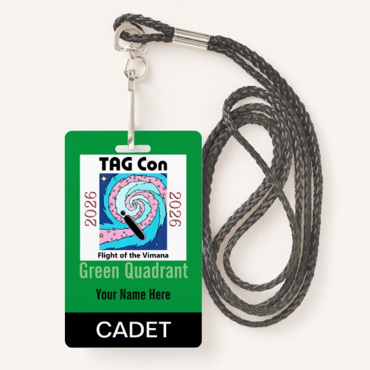 TAG Con 2026 - Green Quadrant - Cadet Badge (Devant avec lanière)