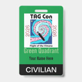 TAG Con 2026 - Quadrant Vert - Badge Civil (Arrière)