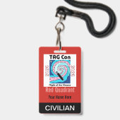 TAG Con 2026 - Red Quadrant - Civilian Badge (Face avec cordon)