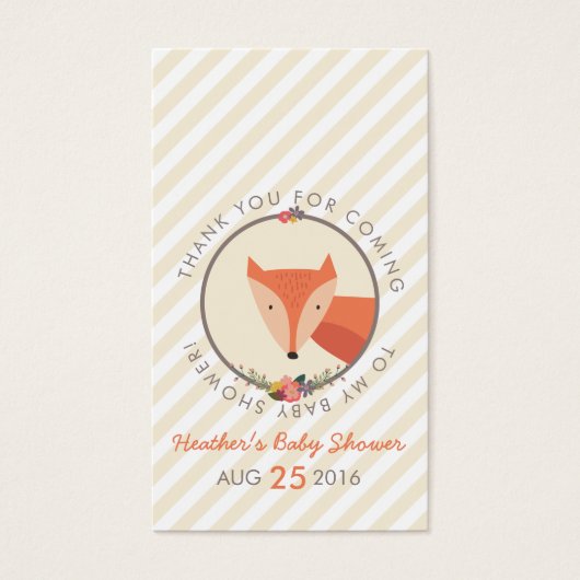 Tag Fox Neutral Baby shower Personnalisé Merci (Devant)