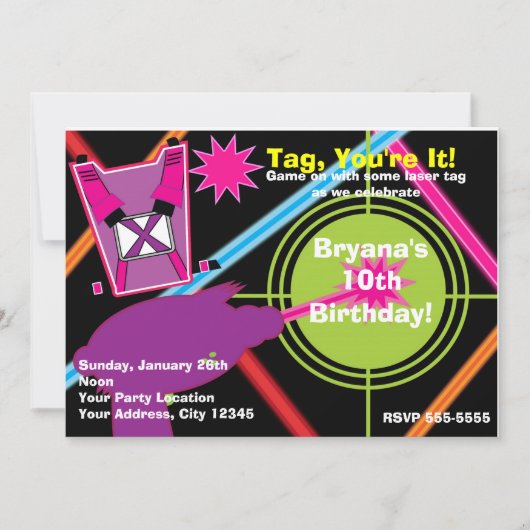 Tag Girl Invitations de fête d'anniversaire (Devant)