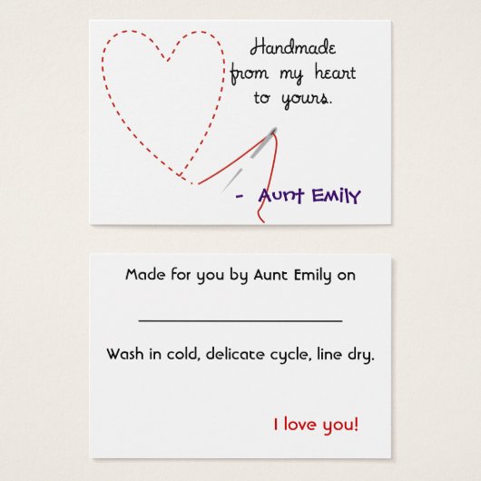 Tag Hang Fabriqué à la main avec amour (Devant & derrière)