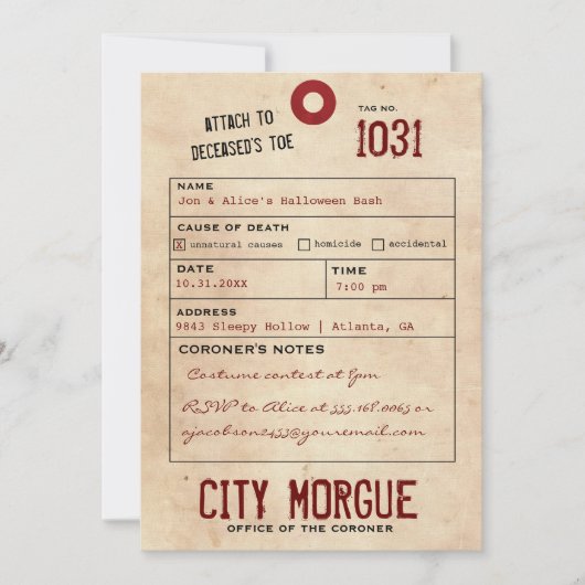 Tag Jeu d'Halloween vintage Invitation (Devant)