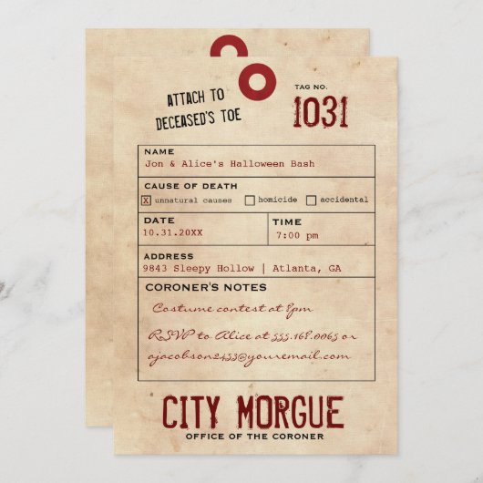 Tag Jeu d'Halloween vintage Invitation (Devant / Derrière)