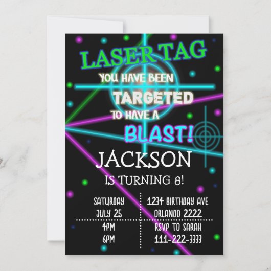 Tag laser ciblé Invitation d'anniversaire (Devant)