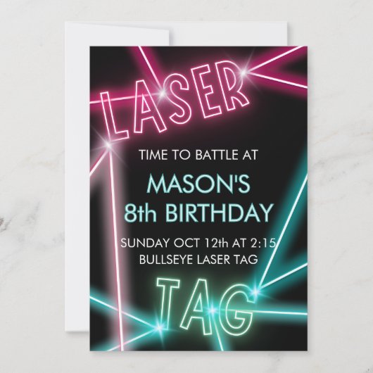 Tag laser Invitation anniversaire amusant enfant (Devant)
