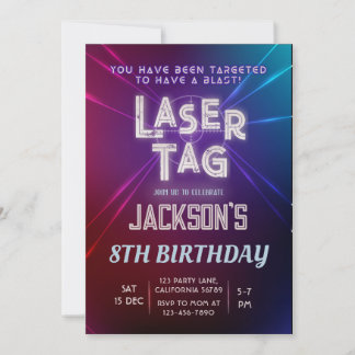 Tag laser Invitation Anniversaire Neon Invitation 