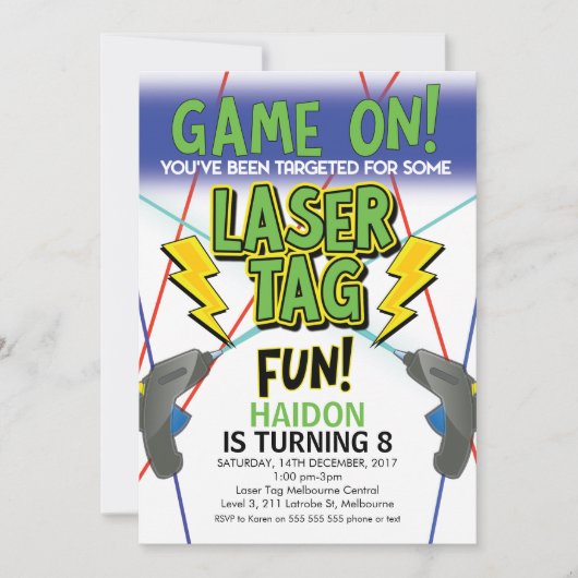 Tag laser Invitation d'anniversaire (Devant)