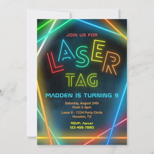 Tag laser Invitation d'anniversaire | Laser Tag Pa (Devant)