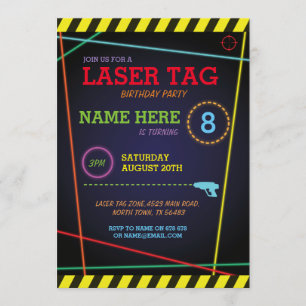 Tag laser Invitation de fête d'anniversaire