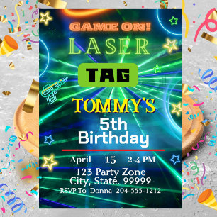 Tag laser Invitation de fête d'anniversaire