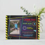 Tag laser photo Anniversaire Neon Invitation (Debout devant)