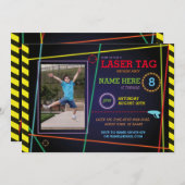 Tag laser photo Anniversaire Neon Invitation (Devant / Derrière)