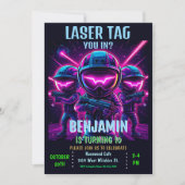 Tag Neon Laser Anniversaire Fête Invitation (Devant)