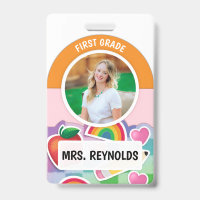 Tag Photo ID Badge de l'enseignant arc-en-ciel