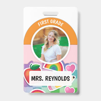 Tag Photo ID Badge de l'enseignant arc-en-ciel
