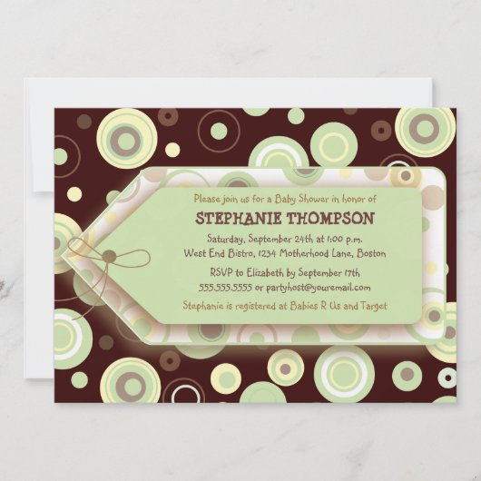 Tag vert Baby shower neutre Invitation (Devant)