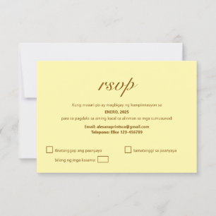 Tagalog RSVP Kaart Filippijnse Huwelijk Beige Mode
