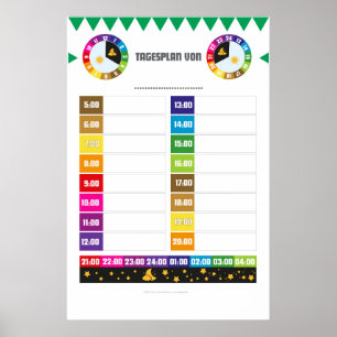 Tageplant Echte-Lernuhren.de-tägliche Routinen Poster