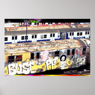 Tagged-up metrowagen poster