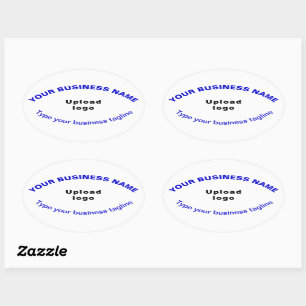 Tagline commerciale Textes bleus sur Sticker ovale