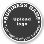 Tagline d'affaires sur Sticker en Vinyle Rond Noir (Devant)