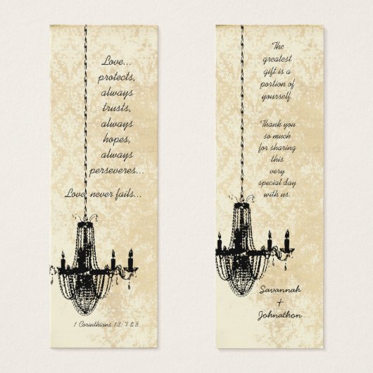 Tags du Mariage vintage Damask Chandelier (Devant & derrière)