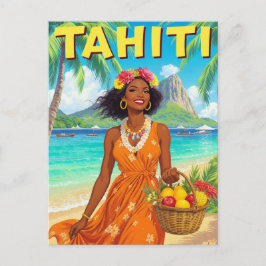 Tahiti Beach Beauty Retro Art Briefkaart