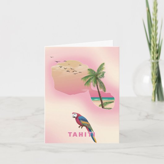 Tahiti carte illustrée affiche de voyage (Devant)