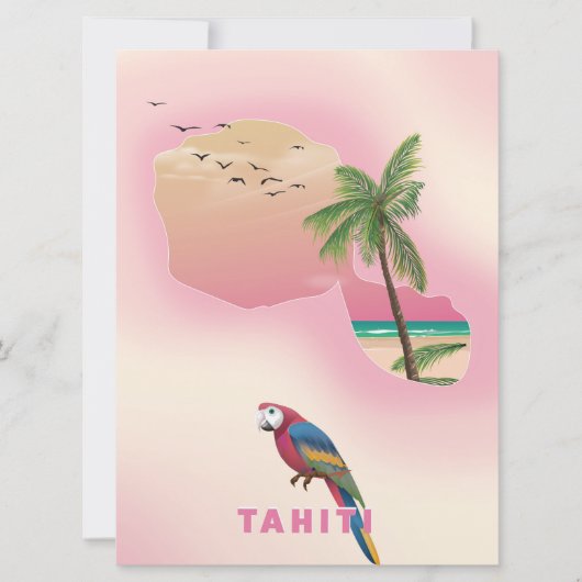 Tahiti carte illustrée affiche de voyage (Devant)