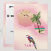 Tahiti carte illustrée affiche de voyage (Devant / Derrière)