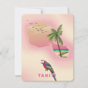 Tahiti carte illustrée affiche de voyage