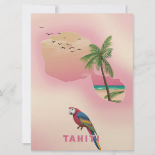 Tahiti carte illustrée affiche voyage