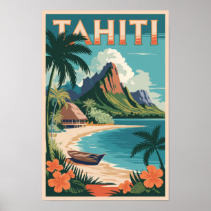 Tahiti Frans-Polynesië Illustratie Reis Kunst Poster
