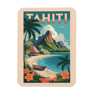 Tahiti Frans Polynesië Illustratie Reiskunst Magneet