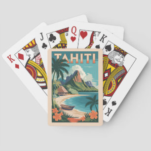 Tahiti Frans Polynesië Illustratie Reiskunst Pokerkaarten