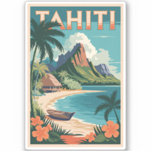 Tahiti Frans Polynesië Illustratie Reiskunst Sticker