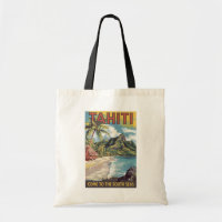 Tahiti Frans Polynesië Painter Travel Art Retro