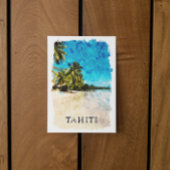 Tahiti Frans Polynesië strand Waterverf Briefkaart
