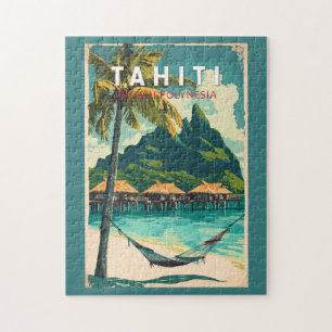 Tahiti Illustration Travel Art Vintage Legpuzzel