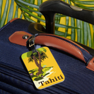 Tahiti Retro-reisposter Canvasprint Bagagelabel
