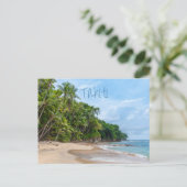 Tahiti Sand Beach Blue Sky Palm Trees Briefkaart (Staand voorkant)