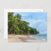 Tahiti Sand Beach Blue Sky Palm Trees Briefkaart (Voorkant / Achterkant)