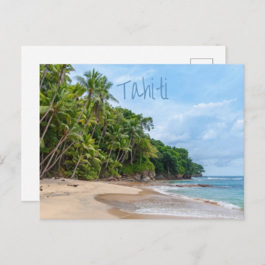 Tahiti Sand Beach Blue Sky Palm Trees Briefkaart (Voorkant / Achterkant)