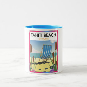 Tahiti strand st tropez tweekleurige koffiemok