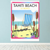 Tahiti strand te tropez canvas afdruk (Insitu (Houten vloer))